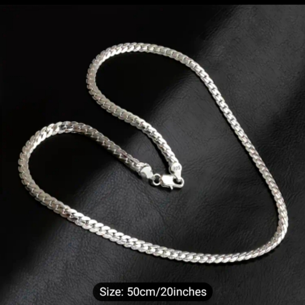 20" Luxury 925 Sterling Silver Necklace woman or Men